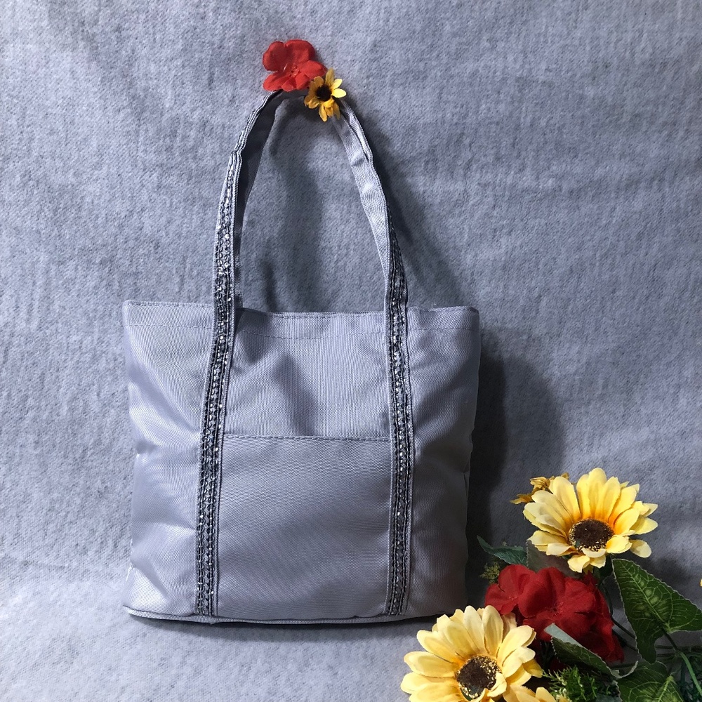NWOT - Silver Sequin Trimmed Gray Mini Tote